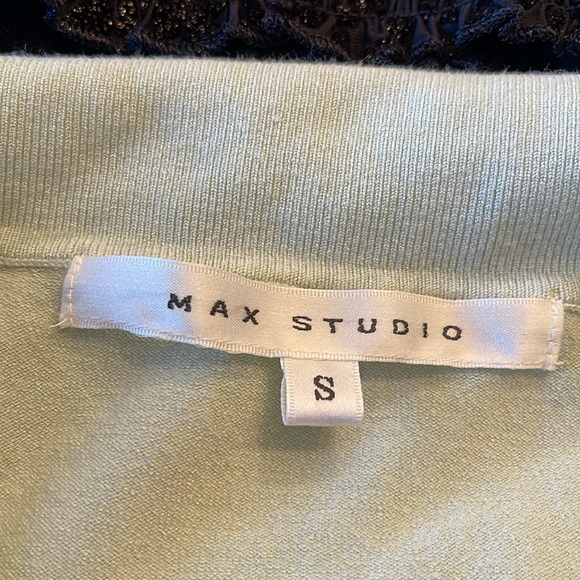 MAX STUDIO CELERY GREEN SILK SWEATER - Picture 4 of 6